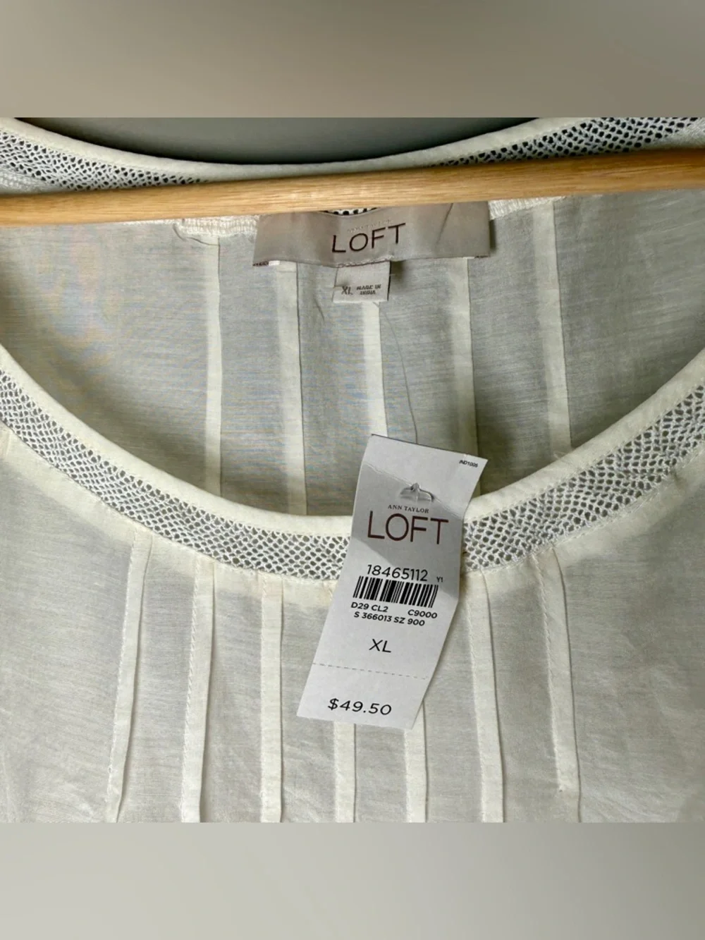 LOFT Cotton Silk Ruffle Sleeve | White | XL | NWT | Lace Cottagecore Feminine - Picture 4 of 7